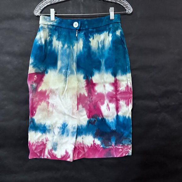 HERMES Size 2 Cotton Pencil Tie Dye Midi COuture - Picture 1 of 13